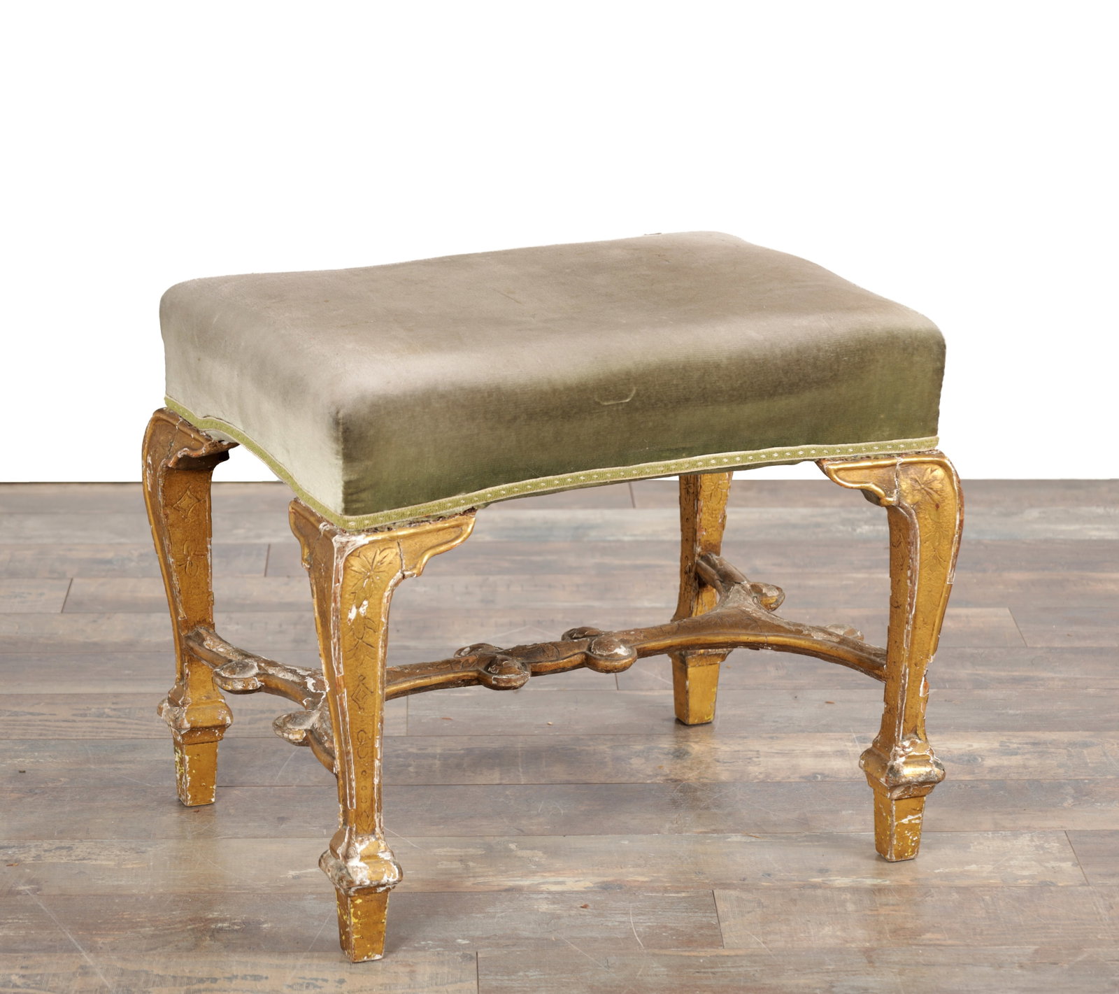 A GEORGE II GILTWOOD DRESSING STOOL (1 of 7)