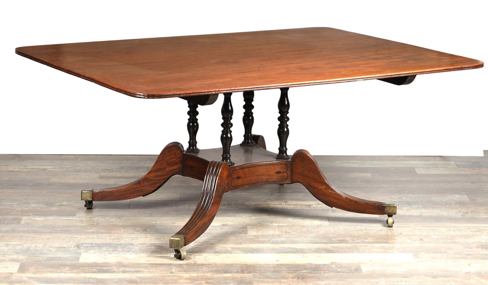 A LARGE REGENCY MAHOGANY TABLE POSSIBLY BY GEORGE BULLOCK: A LARGE REGENCY MAHOGANY TABLE POSSIBLY BY GEORGE BULLOCK -the lock stamped Farlar and Bullock (121cm wide 162cm long 70cm high)