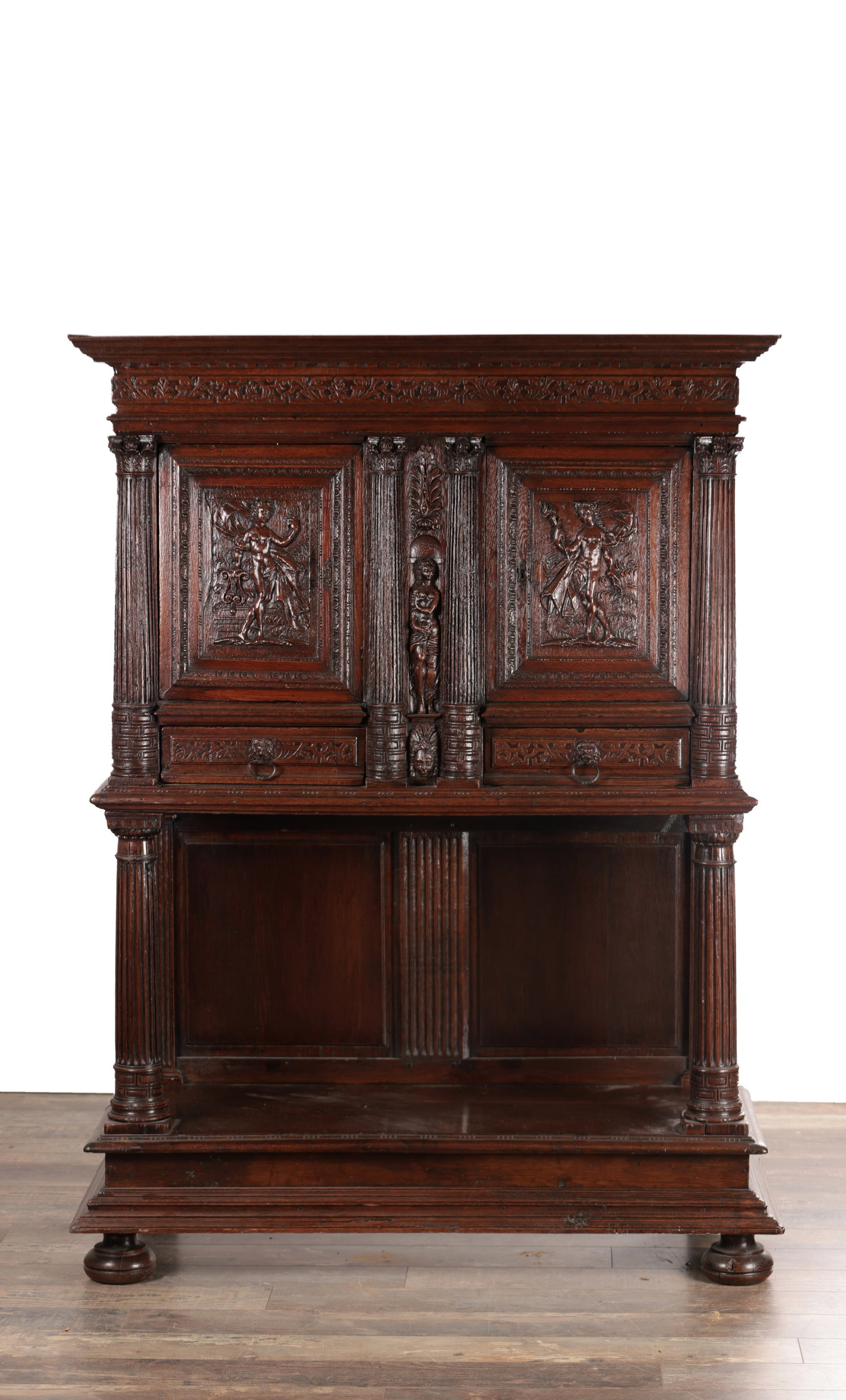 A 17TH CENTURY FRENCH OAK DRESSOIR CUPBOARD WITH POTBOARD (1 of 8)