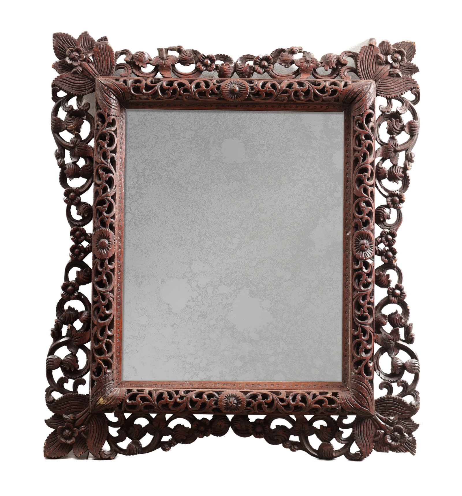 A CARVED HARDWOOD MIRROR (1 of 6)