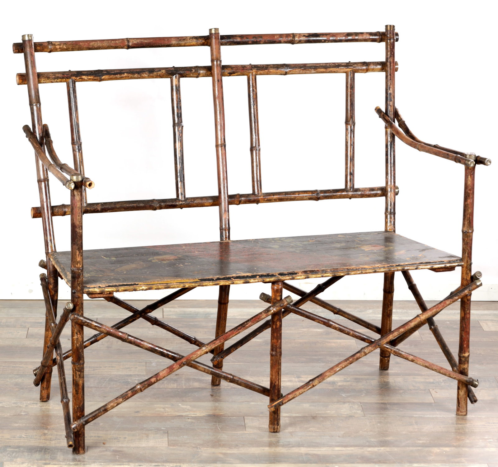 A LATE 19TH CENTURY BAMBOO TWO-SEATER SETTEE (1 of 10)