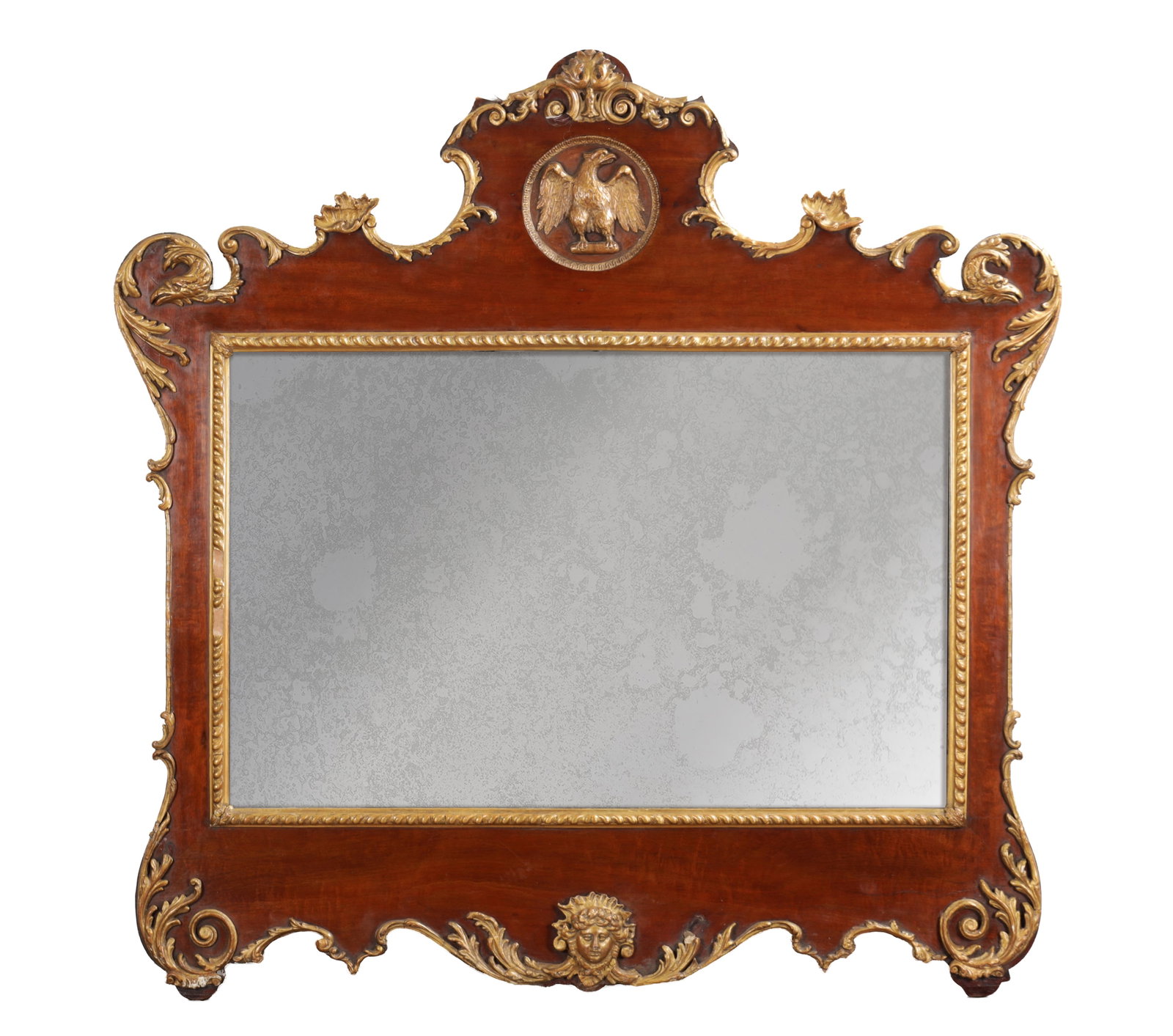 A LATE 19TH CENTURY MAHOGANY AND PARCEL GILT OVERMANTEL MIRROR (1 of 11)