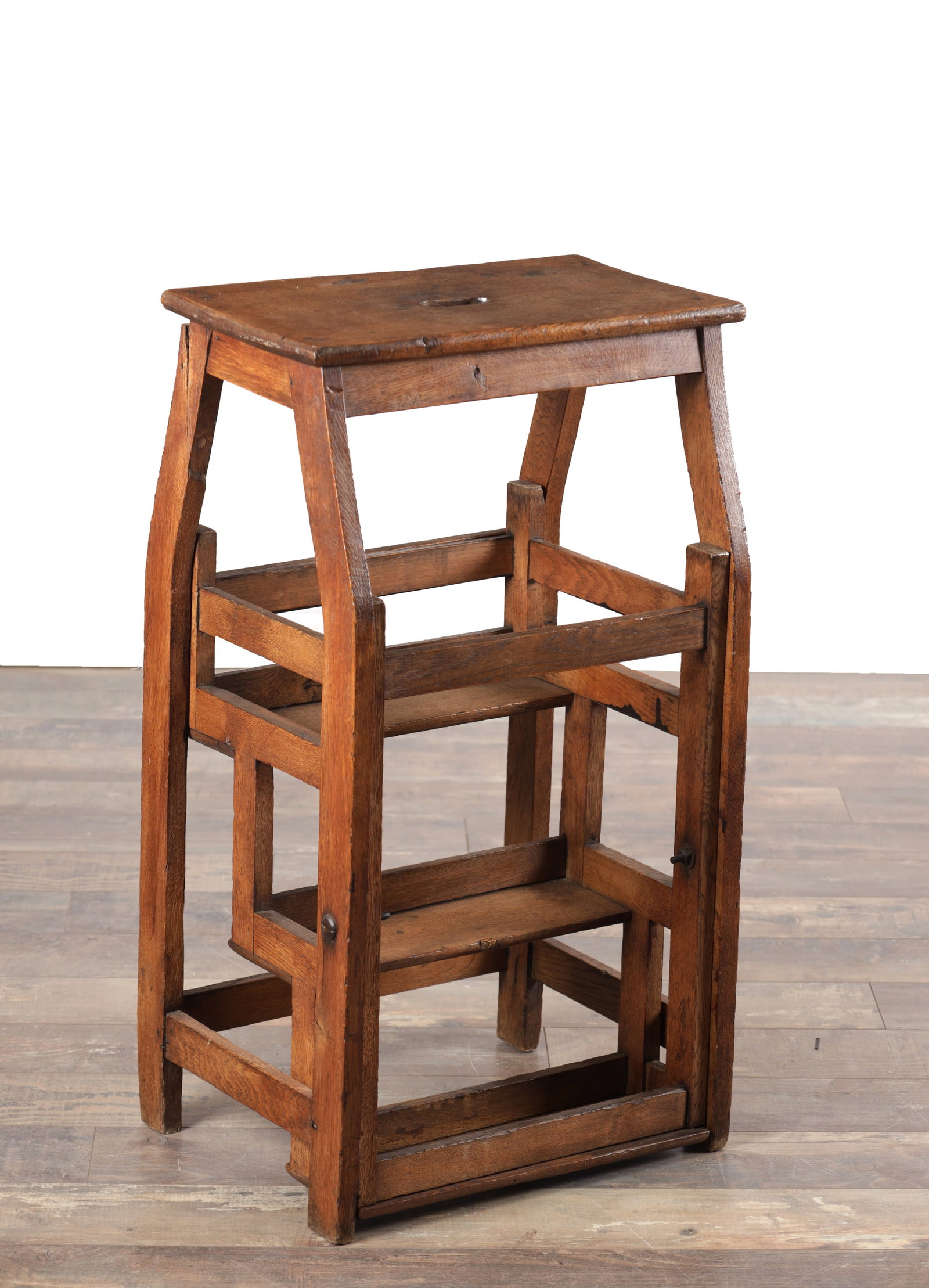 A 19TH CENTURY OAK METAMORPHIC STOOL / LIBRARY STEPS (1 of 8)