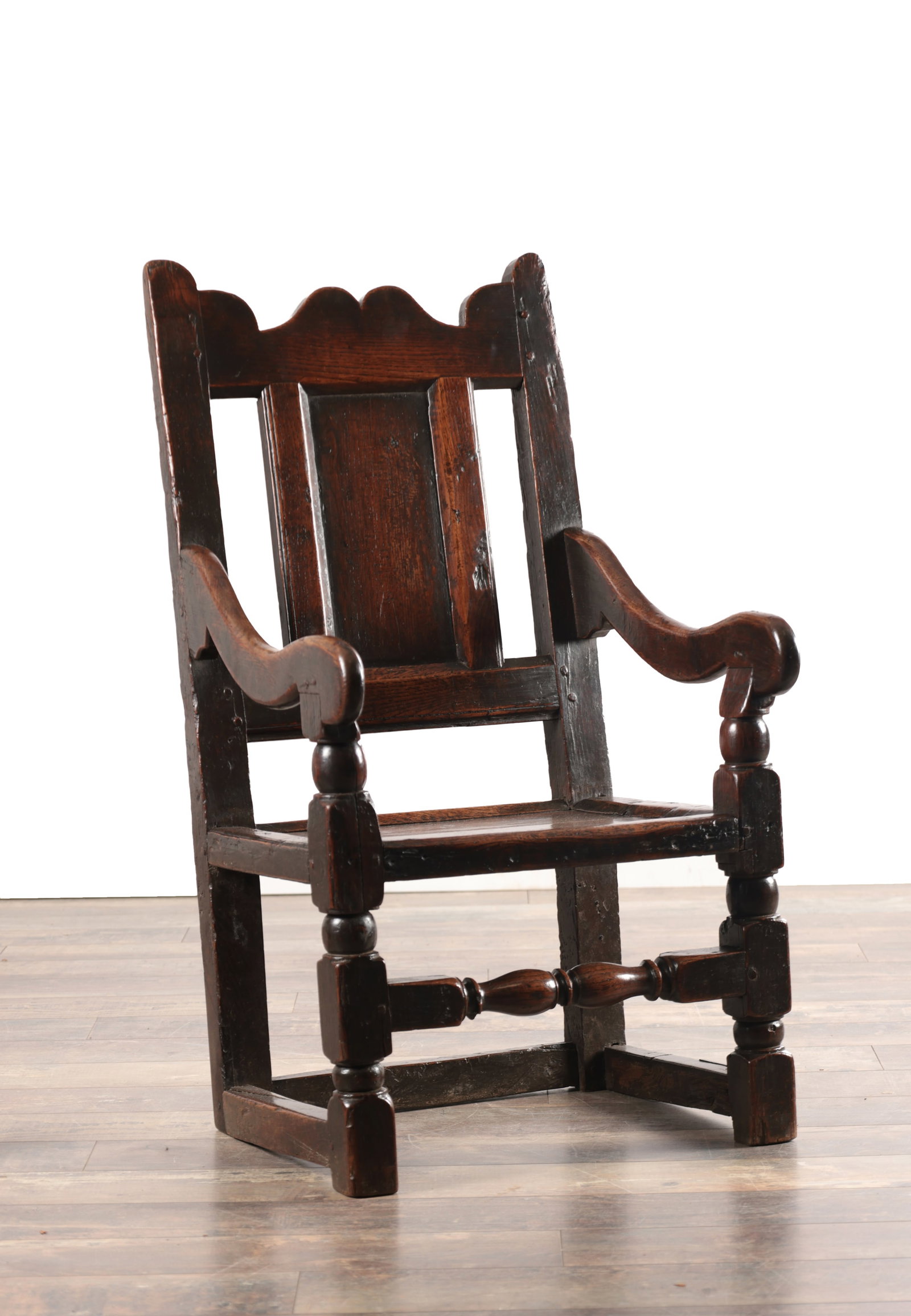 A RARE 17TH CENTURY OAK CHILDS ARMCHAIR (1 of 9)