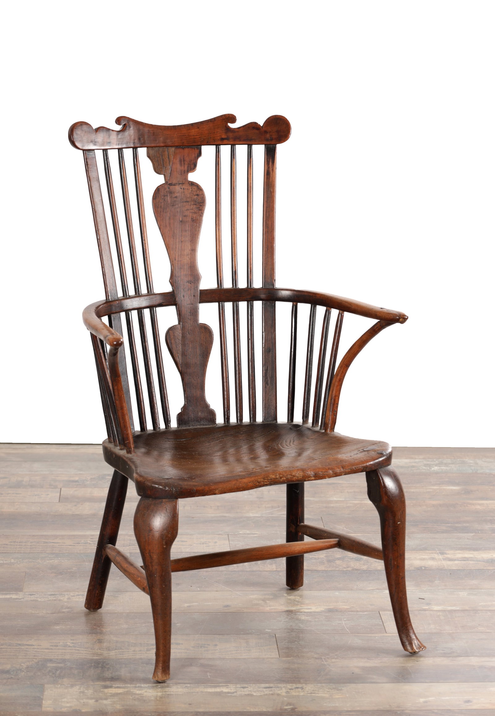 A 19TH CENTURY THAMES VALLEY ASH AND ELM WINDSOR ARMCHAIR (1 of 8)