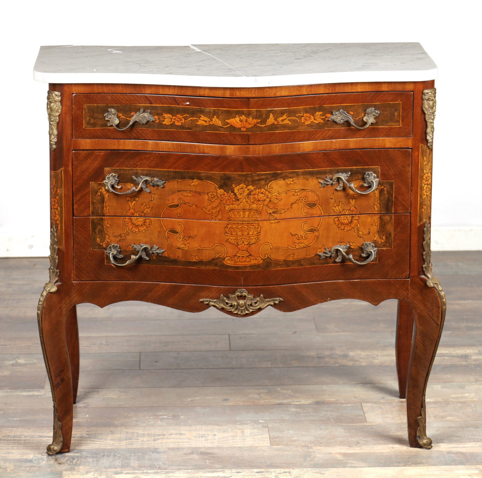 FRENCH LOUIS XV STYLE BOMBE COMMODE (1 of 8)