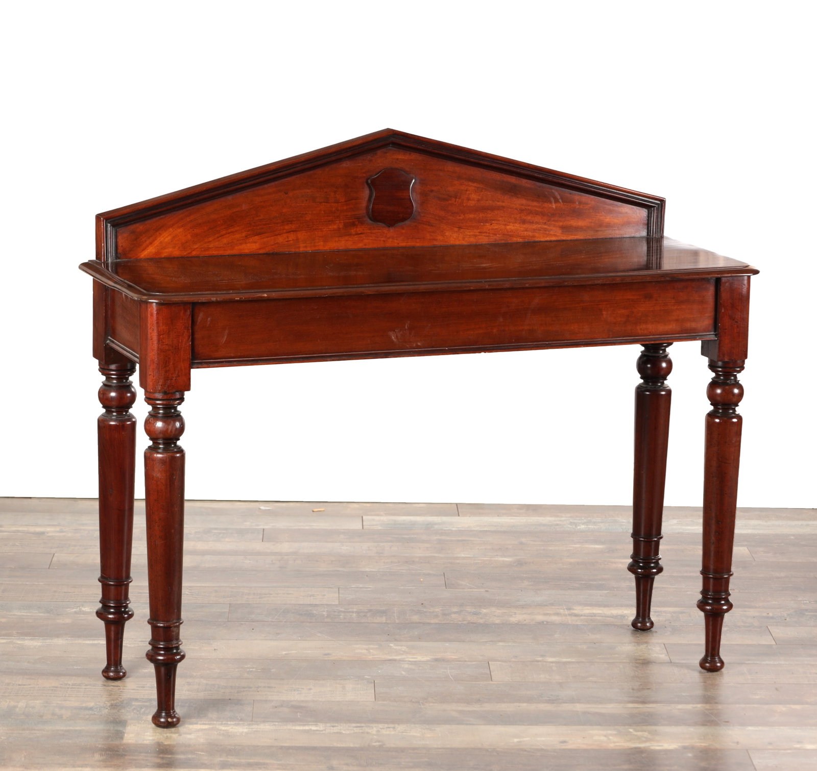 A WILLIAM IV MAHOGANY HALL TABLE WITH PEDIMENTED BACK (1 of 7)