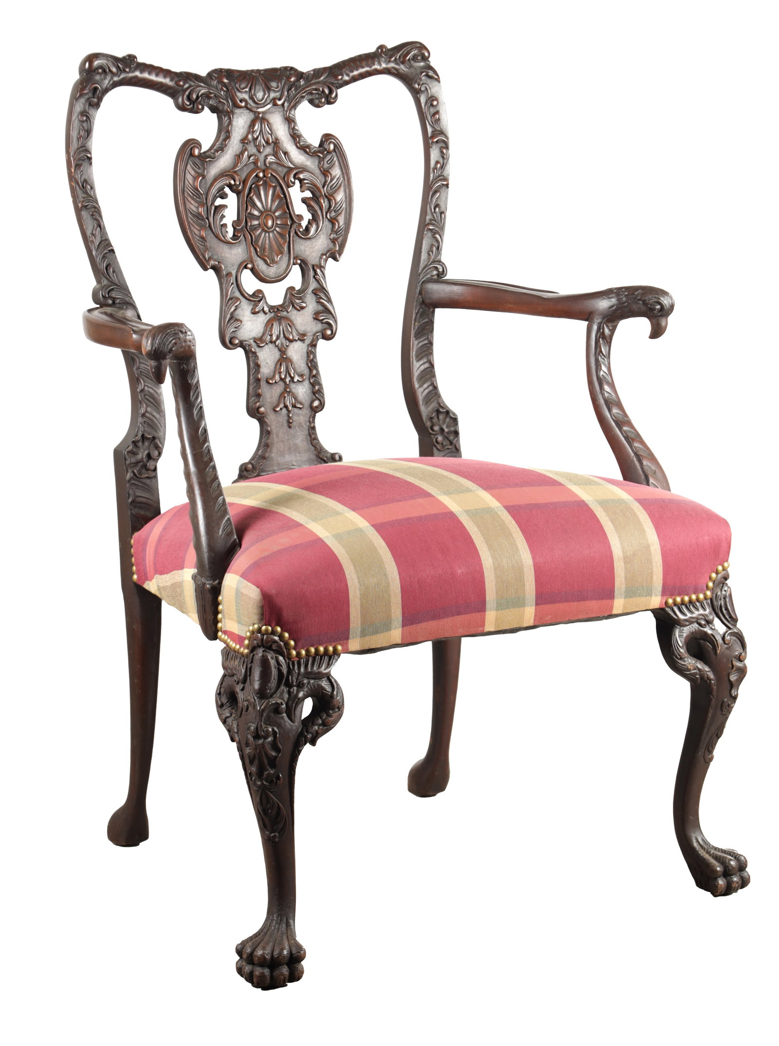 AN 18TH CENTURY STYLE MAHOGANY ARMCHAIR (1 of 8)