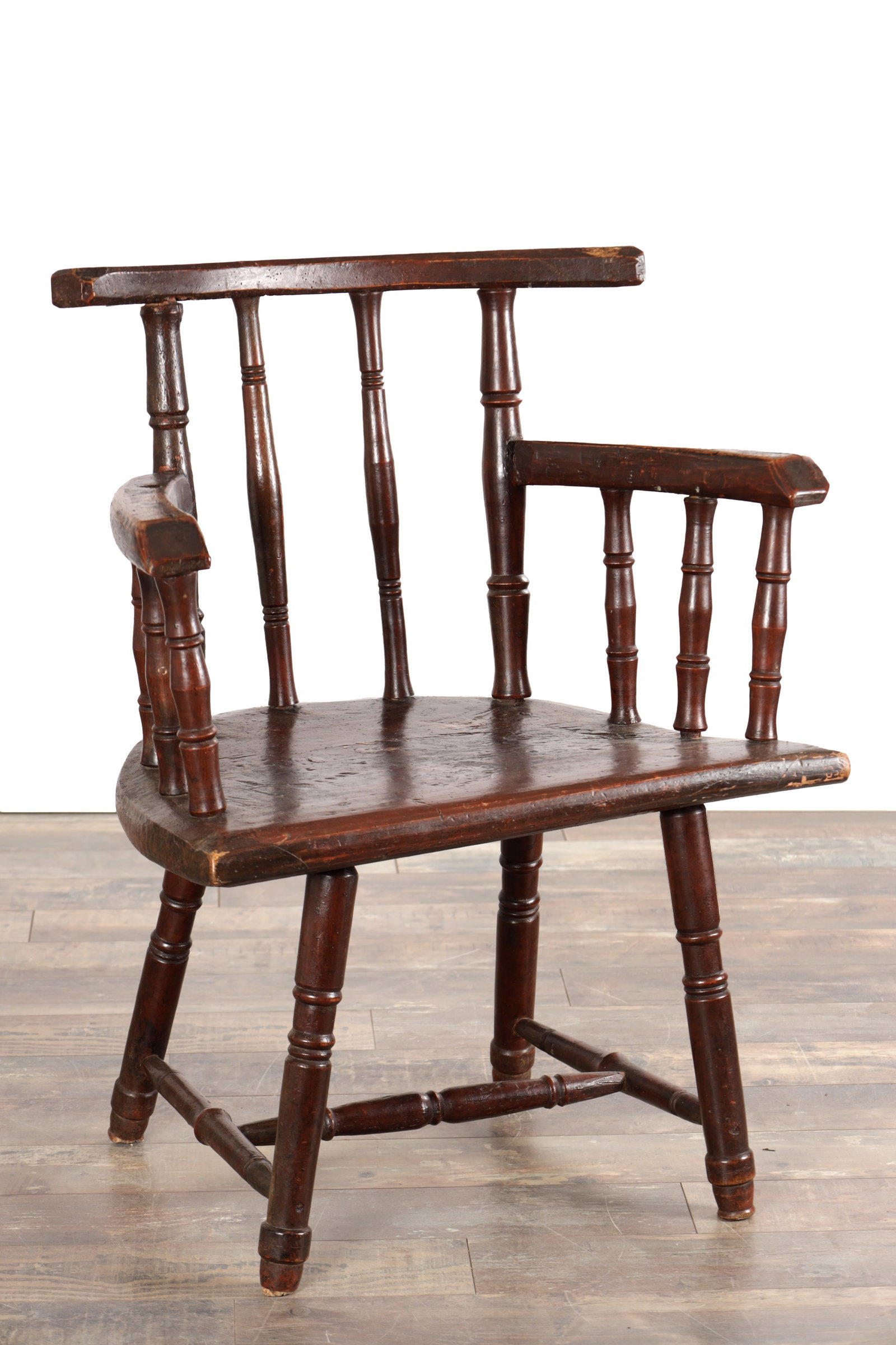 A PRIMITIVE 19TH CENTURY PAINTED WELSH STICK BACK ARMCHAIR (1 of 6)