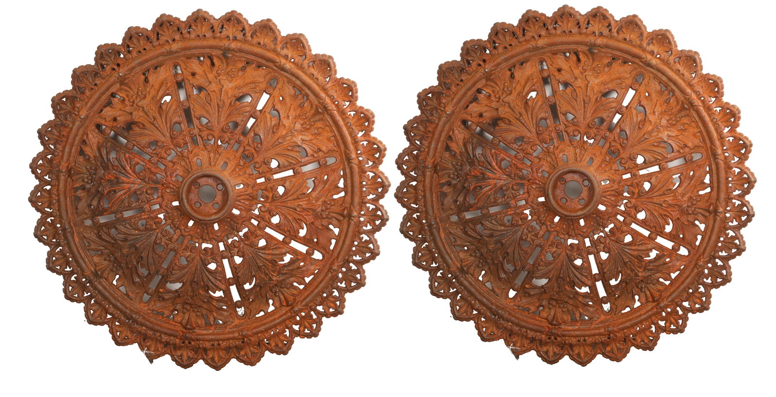 A PAIR OF CAST IRON CEILING ROSES (1 of 7)