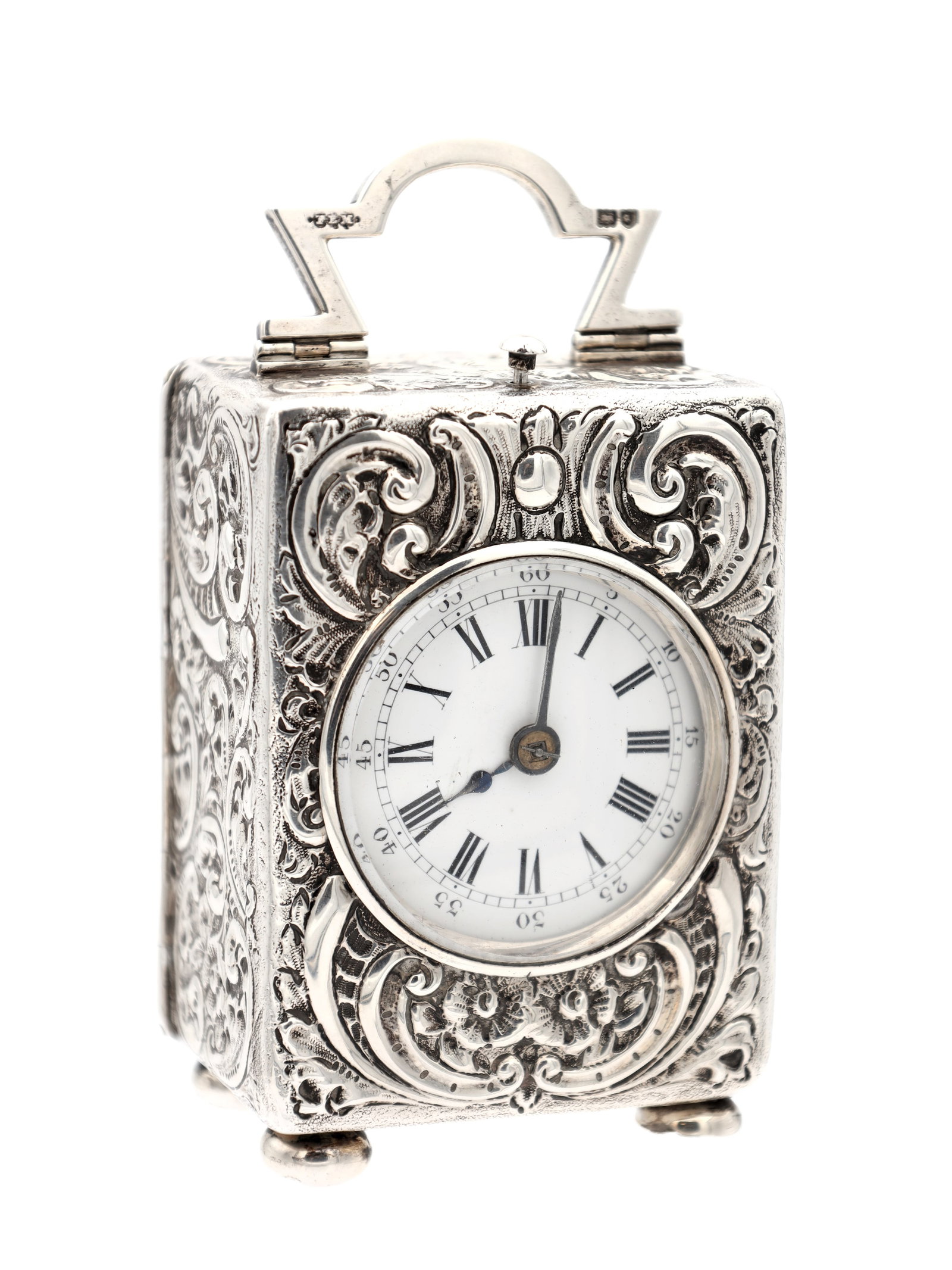 DROCOURT, PARIS. A LARGE LATE 19TH CENTURY SILVER-CASED REPEATING CARRIAGE CLOCK (1 of 12)