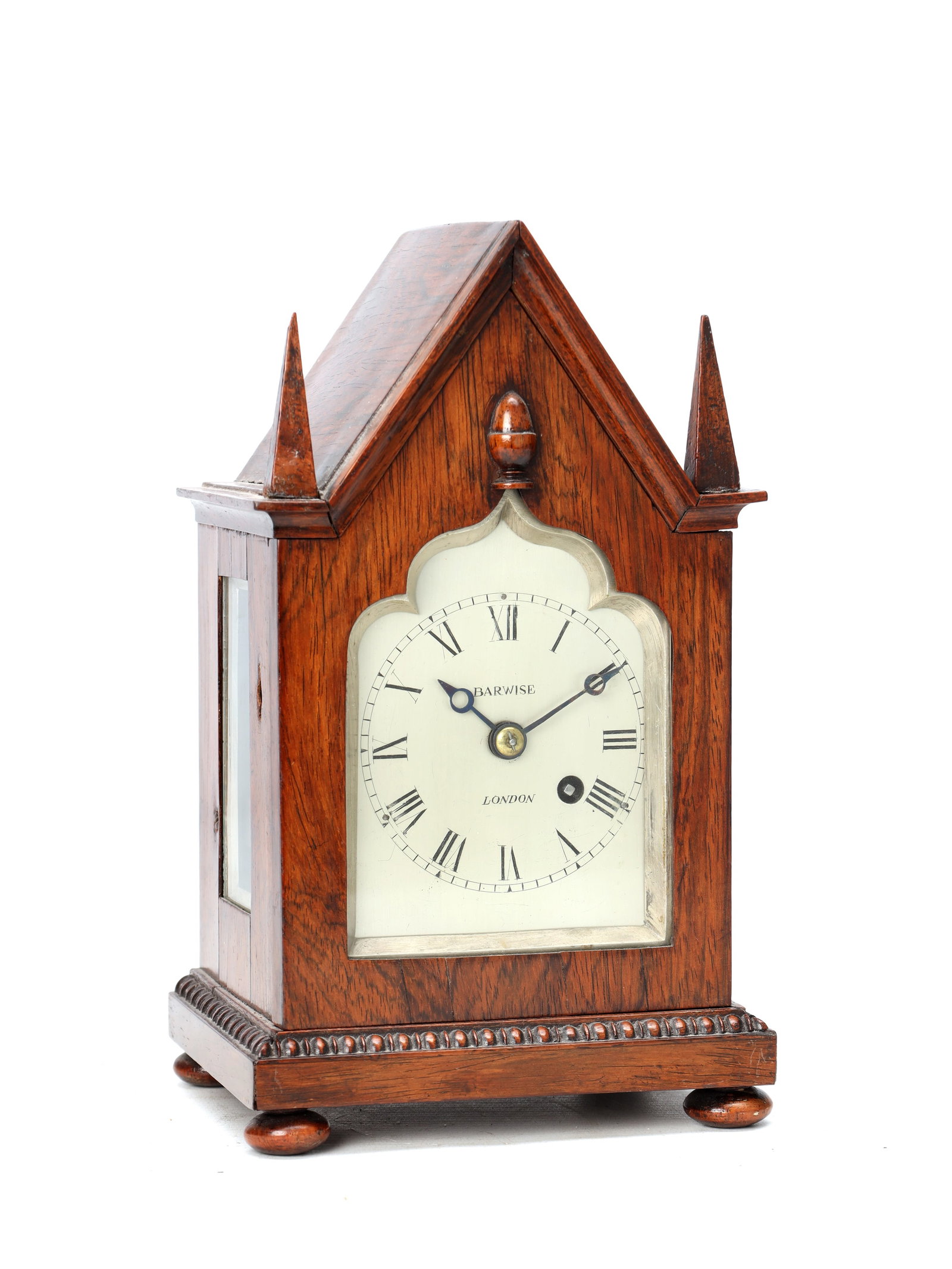 BARWISE, LONDON. A SMALL 19TH CENTURY ROSEWOOD FUSEE MANTEL CLOCK (1 of 9)