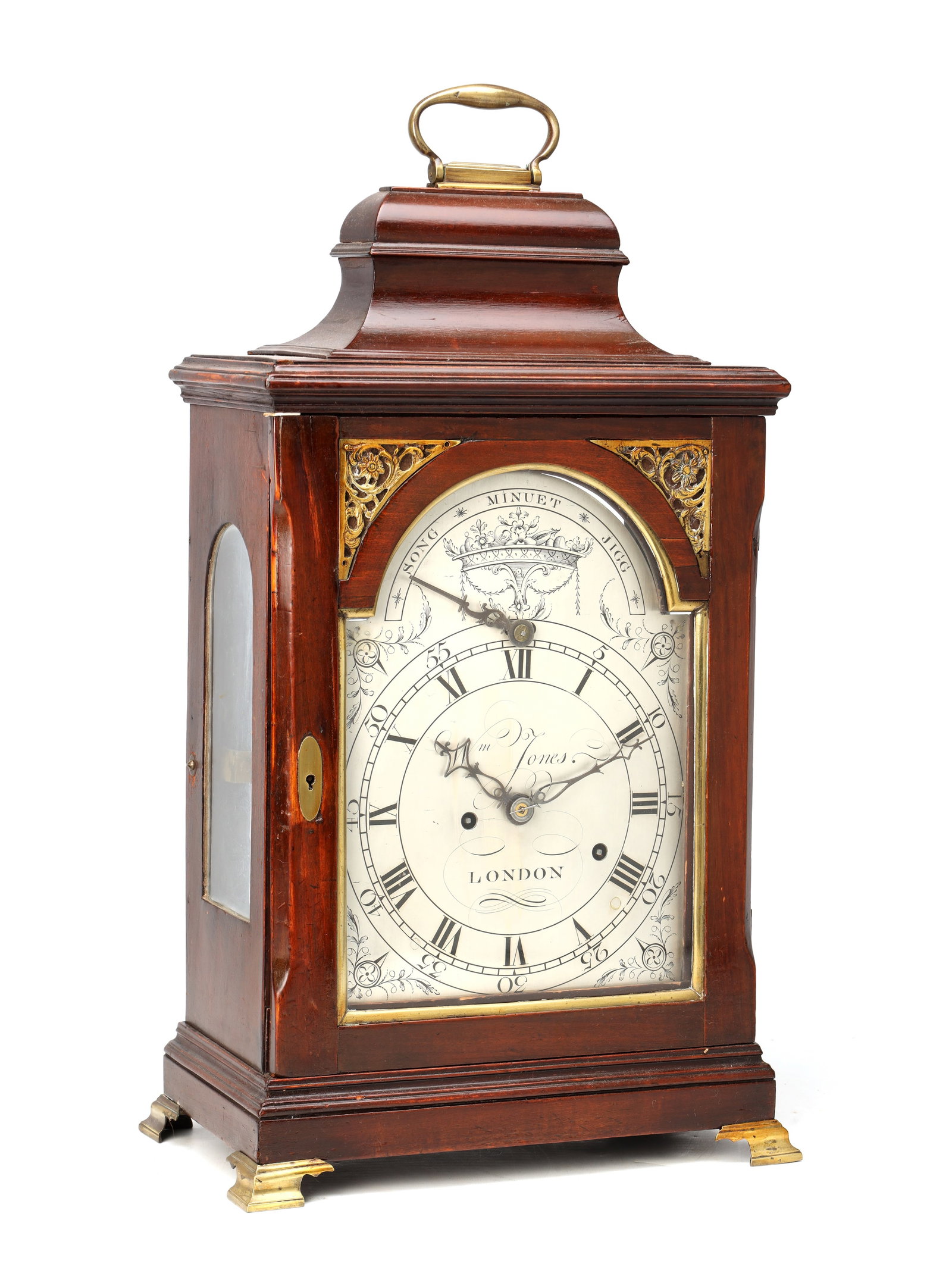 WILLIAM JONES, LONDON AN UNUSUAL GEORGE III FRUITWOOD MUSICAL VERGE BRACKET CLOCK (1 of 13)