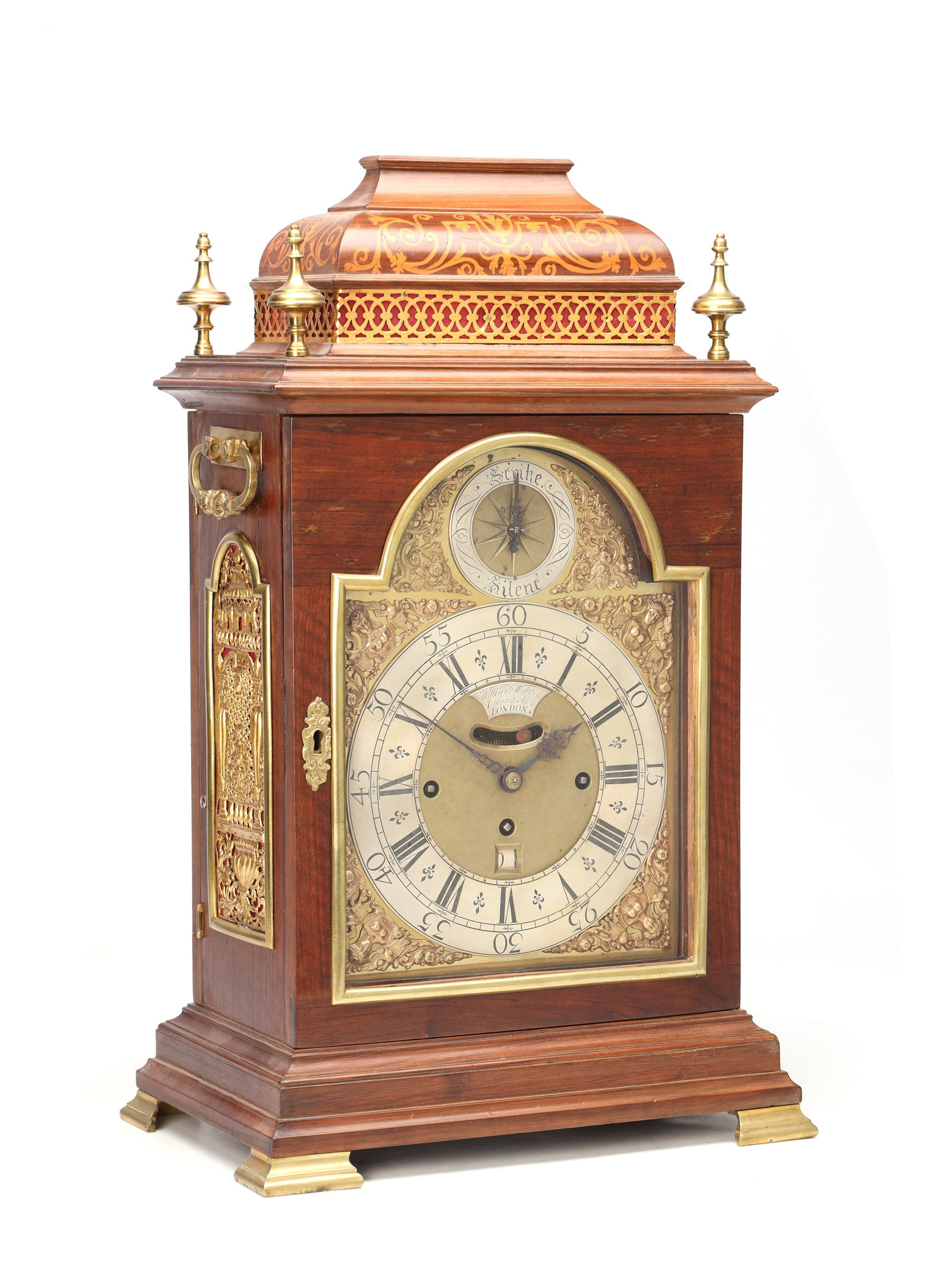 WILLIAM WEBSTER, LONDON. AN EARLY 18TH CENTURY WALNUT AND MARQUETRY QUARTER CHIMING TRIPLE FUSEE (1 of 11)