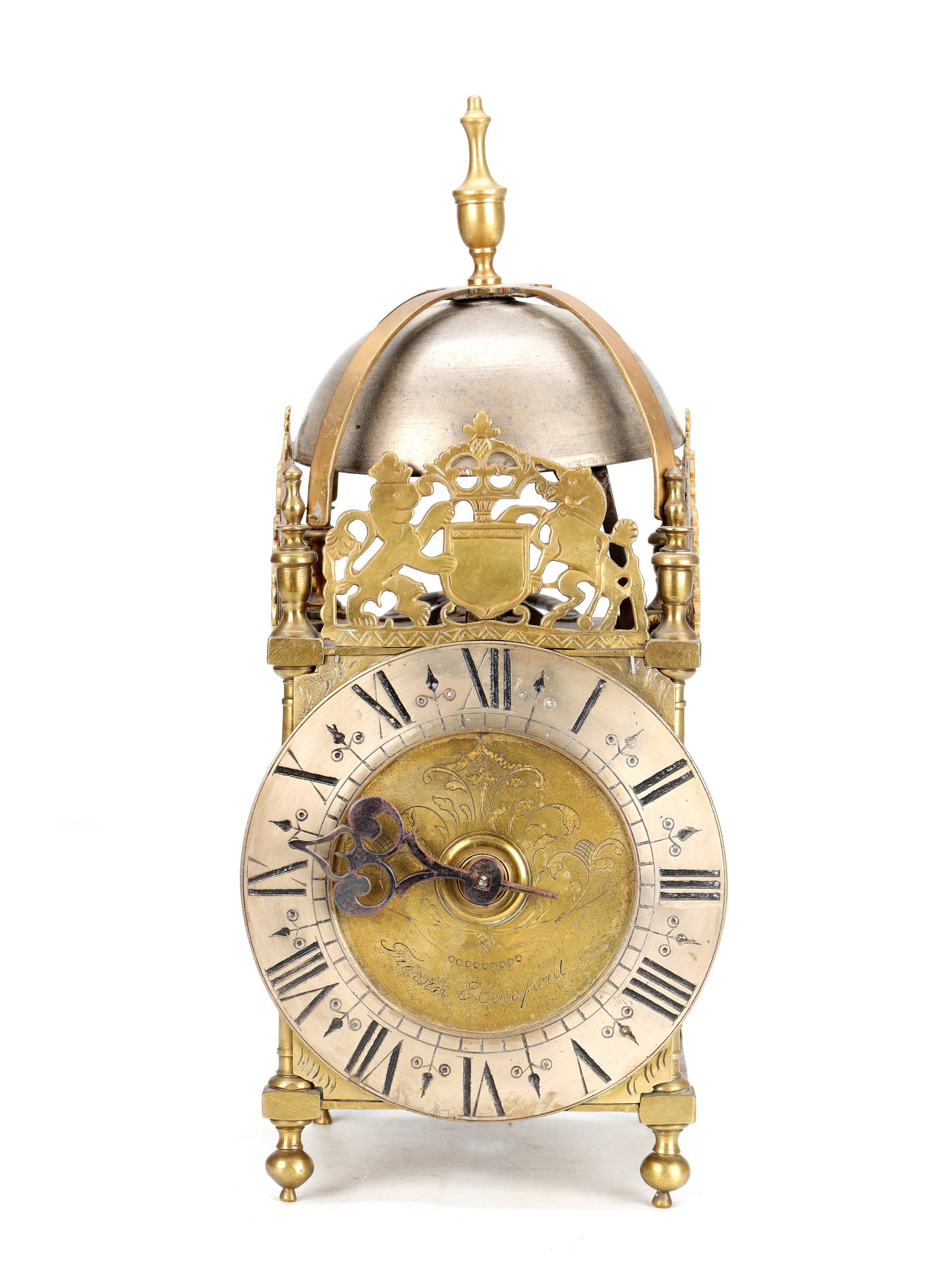 FREWIN, HEREFORD. A LATE 17TH CENTURY PROVINCIAL BRASS LANTERN CLOCK (1 of 8)