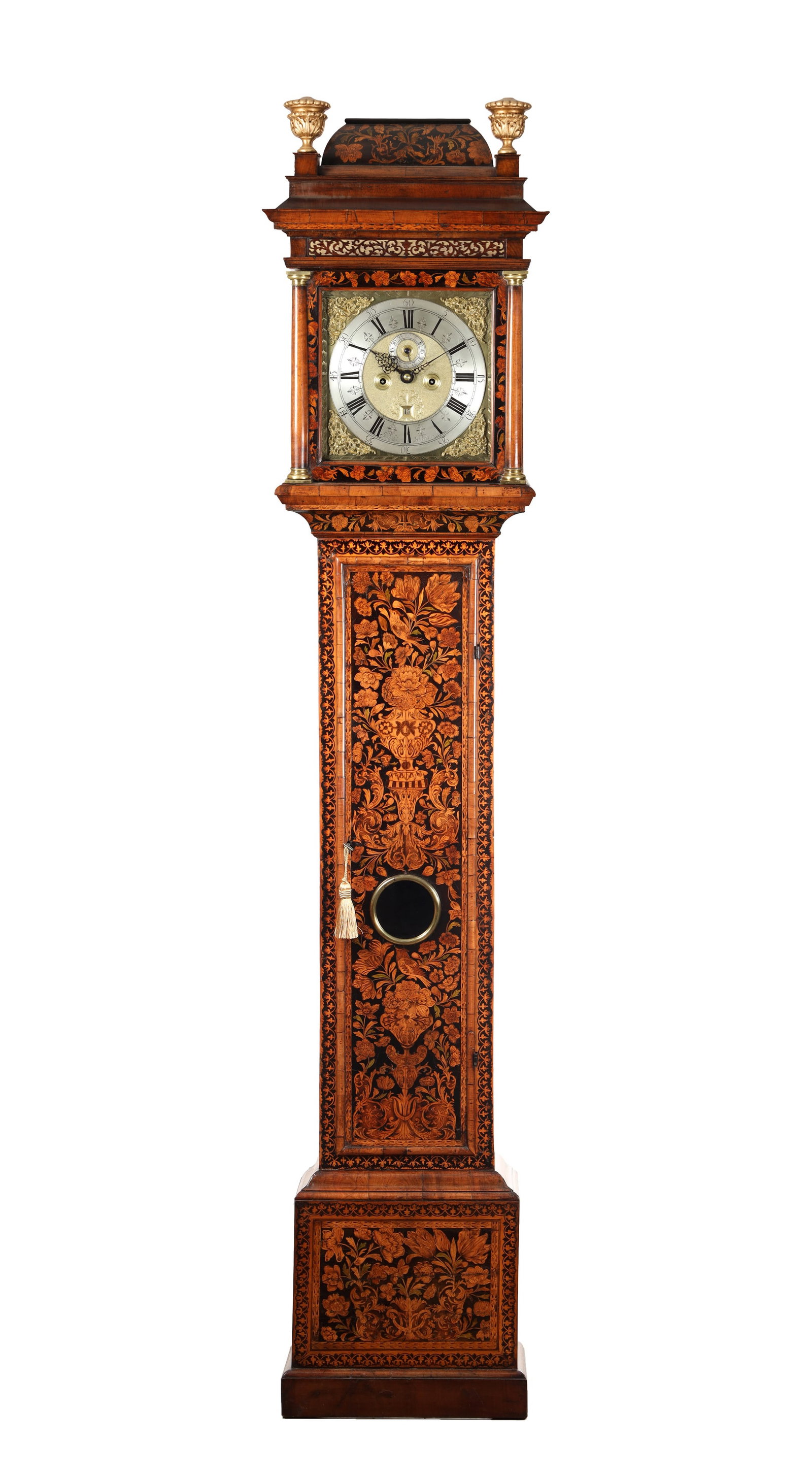 JOHN SHAW, HOLBOURN. A WILLIAM AND MARY WALNUT MARQUETRY LONGCASE CLOCK (1 of 13)