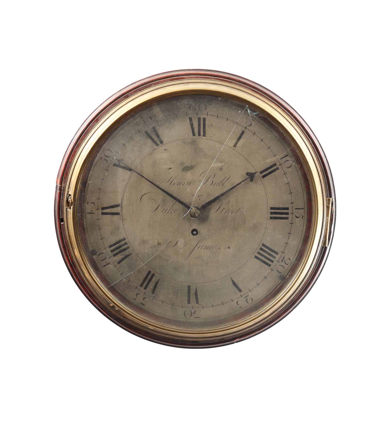 A GEORGE III MAHOGANY CASED SILVERED DIAL WALL CLOCK (1 of 8)