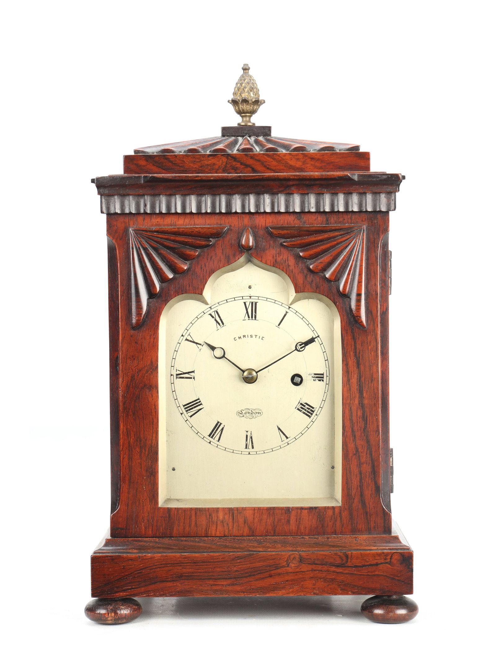 CHRISTIE, LONDON A SMALL WILLIAM IV ROSEWOOD FUSEE MANTEL CLOCK (1 of 9)