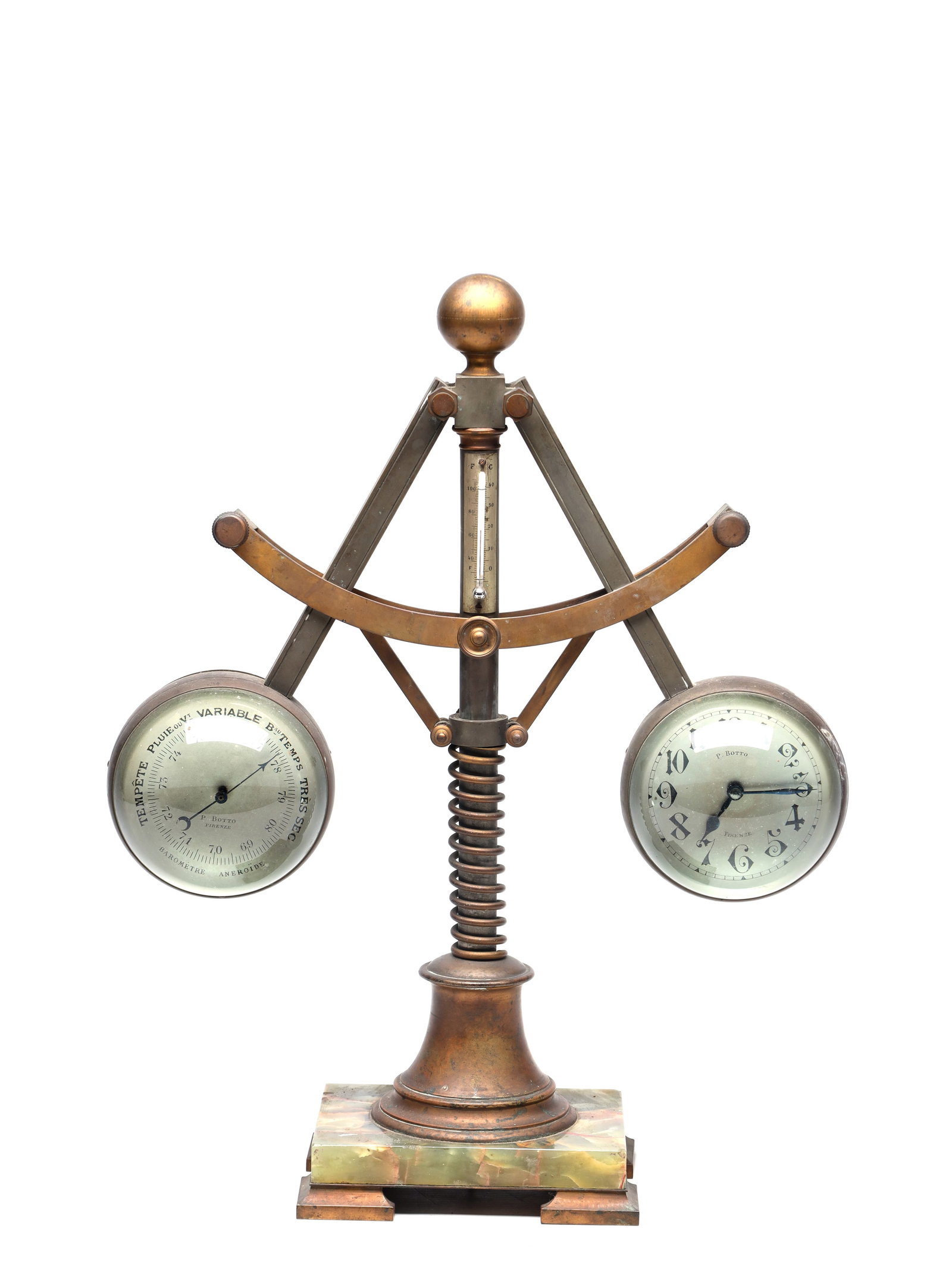 A LARGE LATE 19TH CENTURY FRENCH INDUSTRIAL CENTRIFUGAL GOVERNOR CLOCK/BAROMETER (1 of 11)