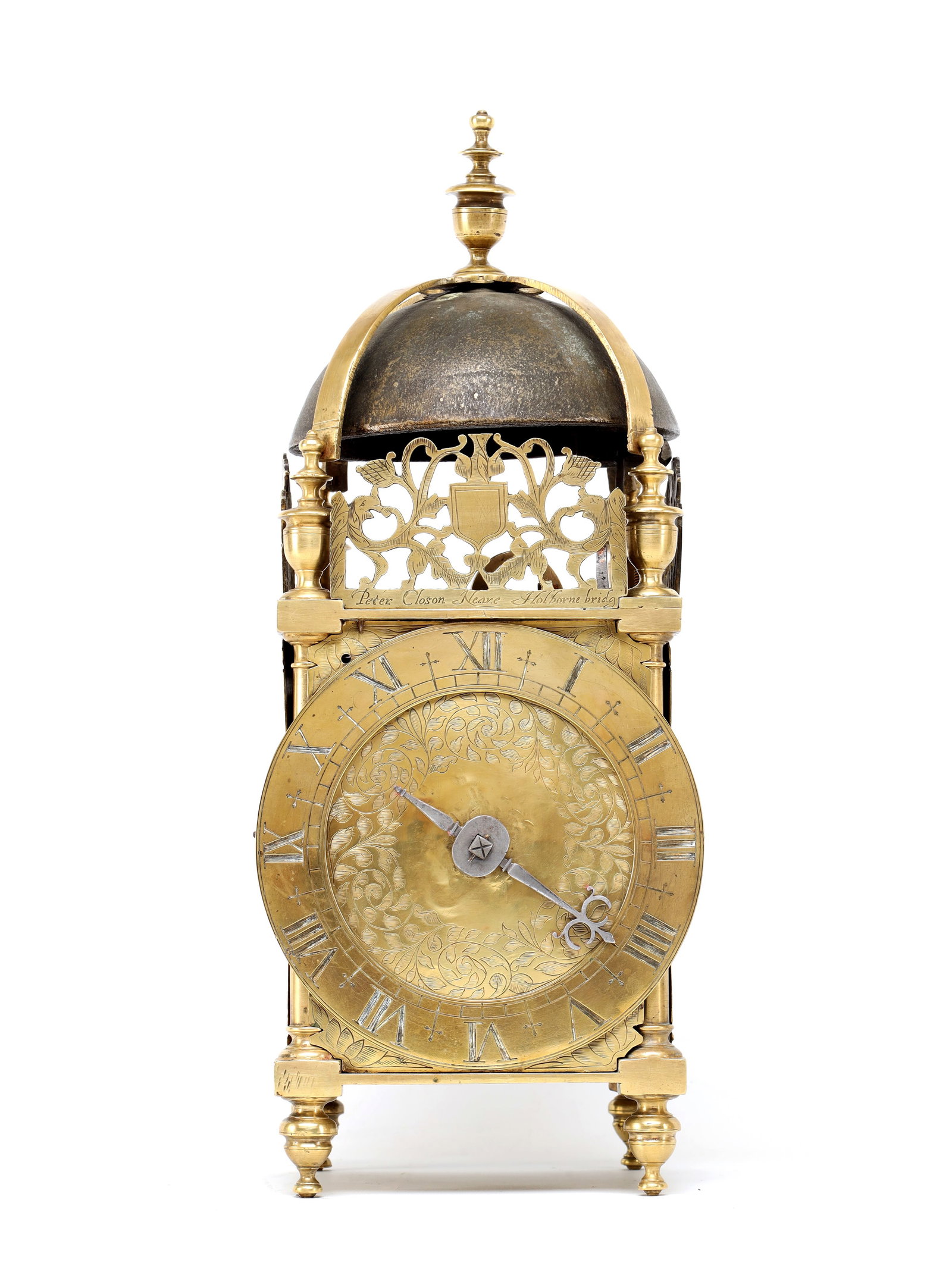 PETER CLOSON OF LONDON, A RARE CIRCA 1625–1630 FIRST-PERIOD BRASS STRIKING LANTERN CLOCK (1 of 13)