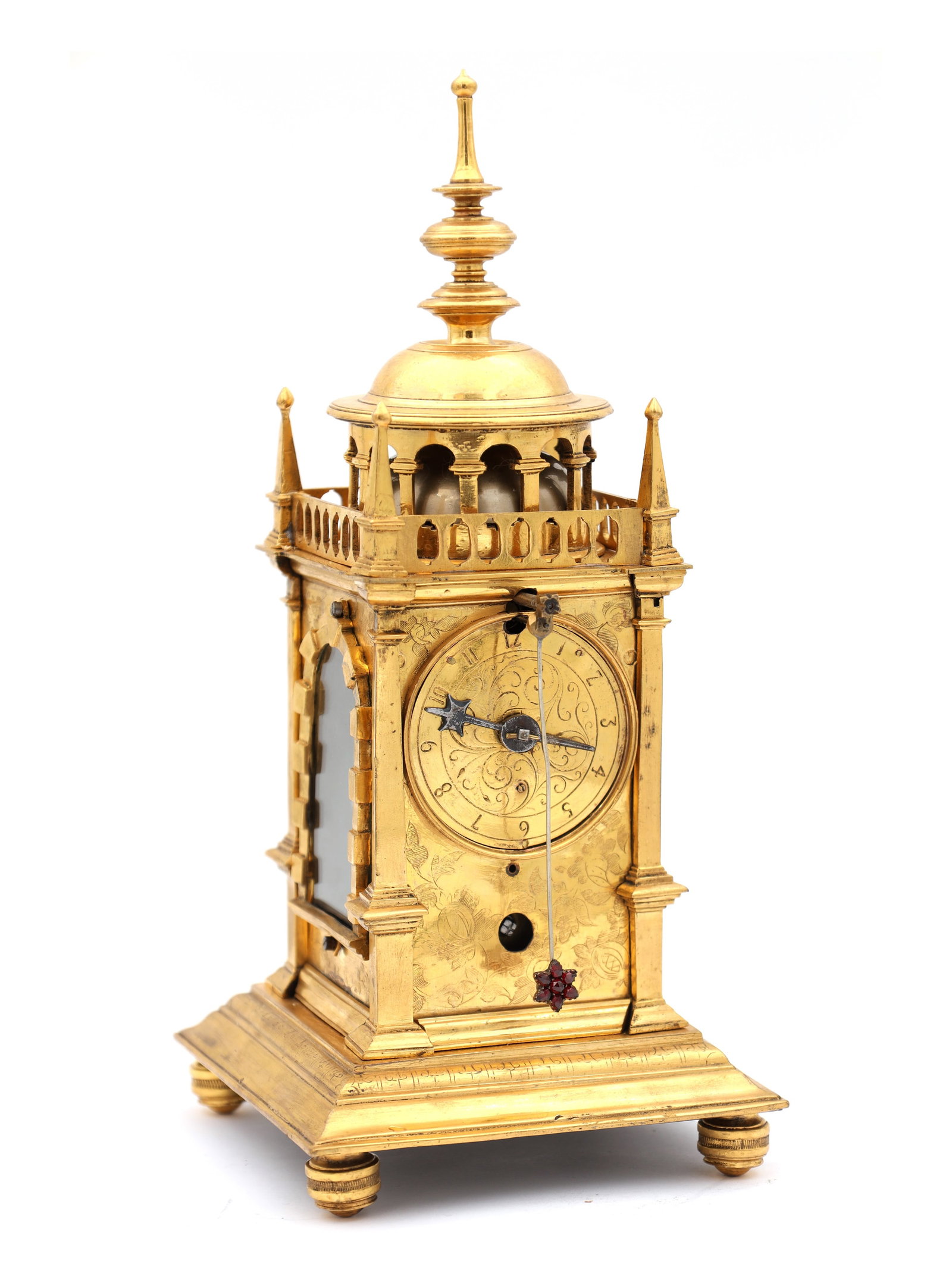 A MID 17TH CENTURY GERMAN GILT BRASS VERGE TOWER CLOCK (1 of 12)