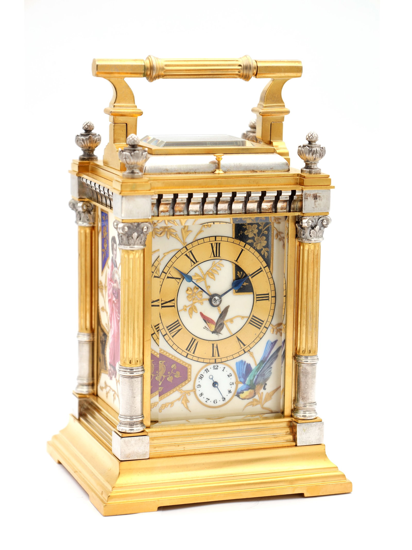 A FINE LATE 19TH CENTURY FRENCH SILVERED GILT AND PORCELAIN REPEATING CARRIAGE CLOCK IN THE (1 of 9)