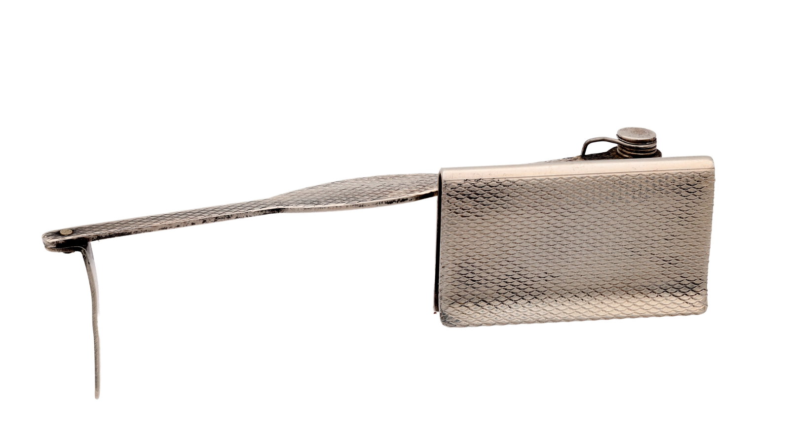 A CASED GEORGE V ENGLISH SILVER BOOKMARK BY ASPREY & CO: A CASED GEORGE V ENGLISH SILVER BOOKMARK BY ASPREY & CO hallmarked Birmingham 1932 and stamped PAT. NO. 257529. (7cm long)