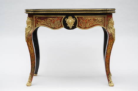 A Napoleon III Boulle card table (46x89x76cm): A Napoleon III Boulle card table (46x89x76cm)