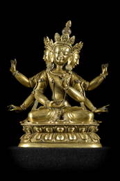 Sino-Tibetan sculpture in gilt bronze 'ushnisha'