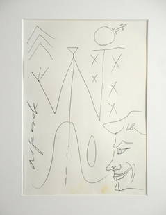 A.R. Penck: 'drawing with a portrait of Jan Hoet': A.R. Penck: 'drawing with a portrait of Jan Hoet' (15x21cm)