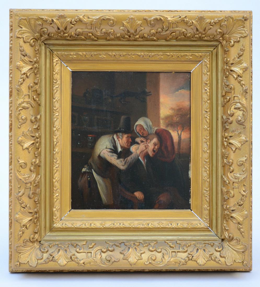 Anonymous (19th century): painting (o/p) 'physician',: Anonymous (19th century): painting (o/p) 'physician', after Jan Steen (20x23cm)