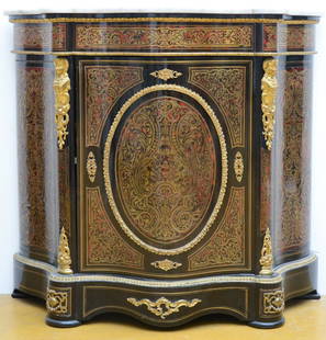 A Napoleon III cupboard with Boulle work (108x119x43: A Napoleon III cupboard with Boulle work (108x119x43 cm) (*)