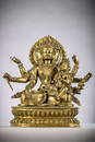 Gilt bronze sculpture of a Hindu god with consort Nepal