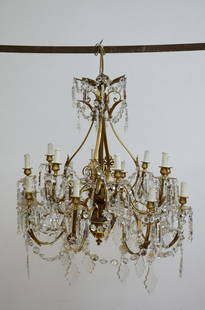 Antique gas chandelier with crystal plaques (h88x80cm): Antique gas chandelier with crystal plaques (h88x80cm)