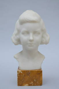 Geo Verbanck: marble bust 'portrait of a young girl': Geo Verbanck: marble bust 'portrait of a young girl' (h34cm)