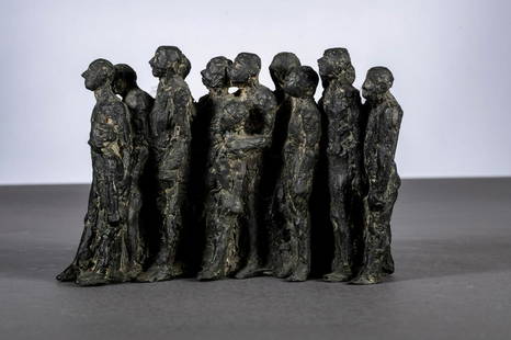 Mady Andrien: bronze sculpture (ed 4/6) 'bande d'amis': Mady Andrien: bronze sculpture (ed 4/6) 'bande d'amis' (20x26x17cm)