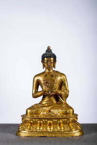 Sino-Tibetan sculpture in gilt bronze 'Buddha