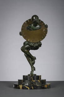 Pierre Laurel: bronze art deco sculpture 'dancer' (h: Pierre Laurel: bronze art deco sculpture 'dancer' (h with pedestal 38cm)