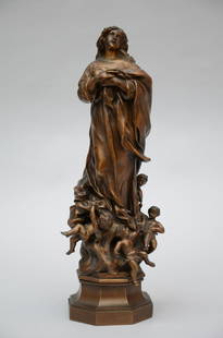 A bronze Madonna with angels late 19th century (h45cm): A bronze Madonna with angels late 19th century (h45cm) (*)