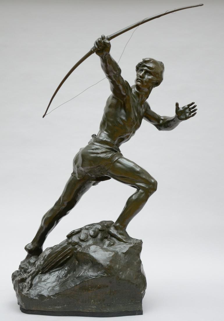 Jef Lambeaux: large bronze sculpture 'archer' (128x78cm): Jef Lambeaux: large bronze sculpture 'archer' (128x78cm)