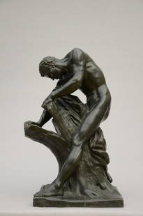 E. Dumont: large bronze sculpture 'Milo of Croton' (h77cm) (*): E. Dumont: large bronze sculpture 'Milo of Croton' (h77cm) (*)