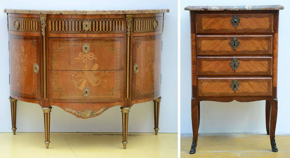 Louis XVI style half-moon cabinet (87x110x47cm) (*): Louis XVI style half-moon cabinet (87x110x47cm) (*)