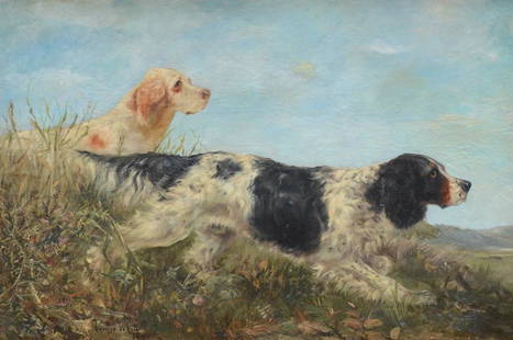 Verner White: a large painting (o/c) ?hunting dogs? (100x150cm) (*): Verner White: a large painting (o/c) ?hunting dogs? (100x150cm) (*)