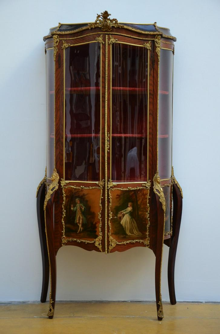 Louis XV style display case with lacquered panels (170x88x39cm) (1 of 3)