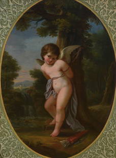 Anonymous (19th century): painting (o/c) 'cupid' (102x76cm): Anonymous (19th century): painting (o/c) 'cupid' (102x76cm)