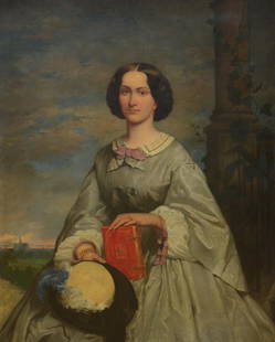 Anonymous (19th century): painting: (o/c) 'portrait of a lady' (119x96cm): Anonymous (19th century): painting: (o/c) 'portrait of a lady' (119x96cm)