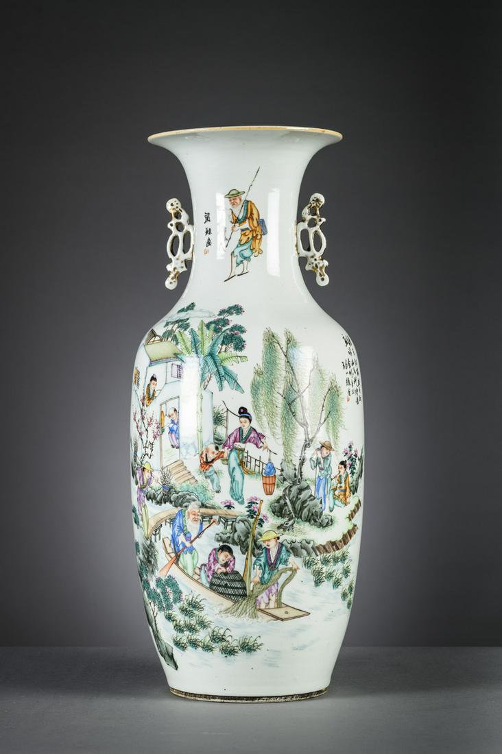 A Chinese vase with double decoration 'fishermen' (h58cm) (1 of 6)