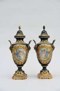 A pair of SËvres porcelain vases with bronze mounts (50cm): A pair of SËvres porcelain vases with bronze mounts (50cm)