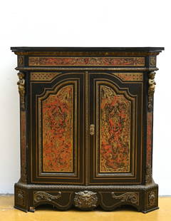 Napoleon III two-door cabinet with boulle inlaywork, 19th century (113x104x42cm) (*): Napoleon III two-door cabinet with boulle inlaywork, 19th century (113x104x42cm) (*)