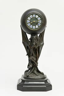 Clock in zamack 'devil' by Lemaire, 19th century (h56cm) (*): Clock in zamack 'devil' by Lemaire, 19th century (h56cm) (*)